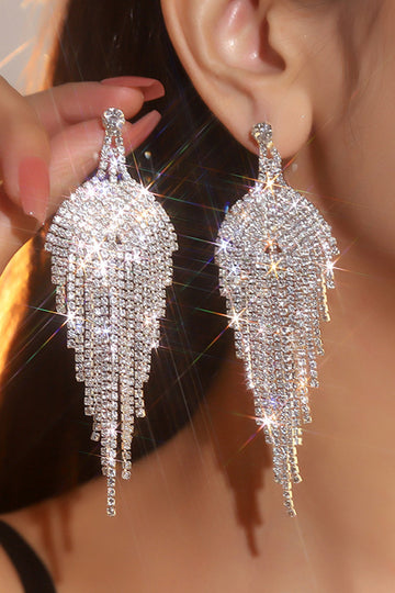 Glitter sølvdusk Rhinestone dingle øredobber